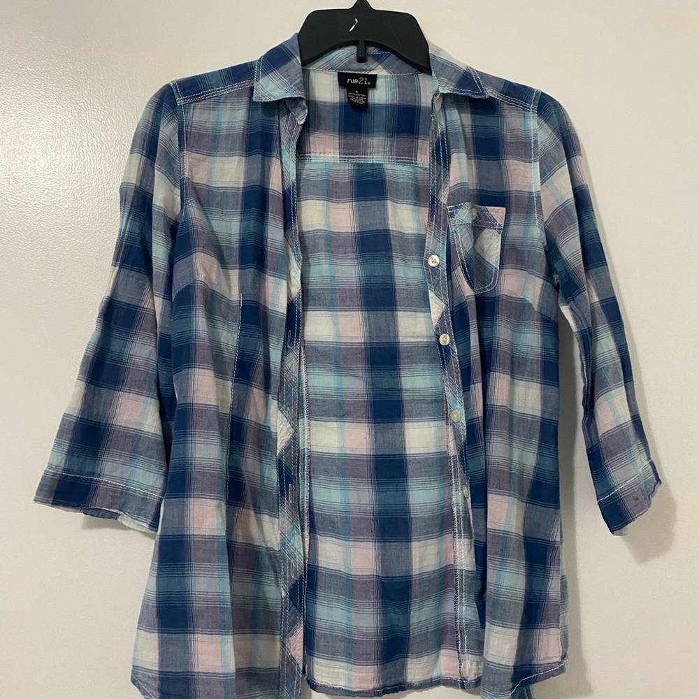 Rue21 Blue Plaid Shirt